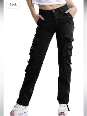 Ochenta Black Cargo Utility Women's Jeans - Casual Slim Fit